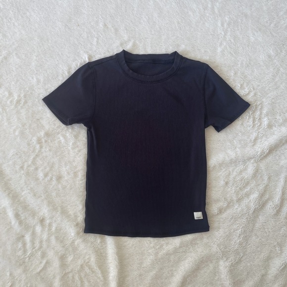 Vuori Pose Fitted Tee Ribbed Crewneck Short Sleeve Active Top Black Size XS - Picture 2 of 12